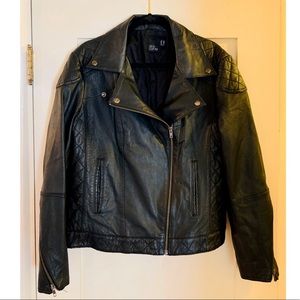 Asos Curve Real Leather Moto Jacket Plus Size 16
